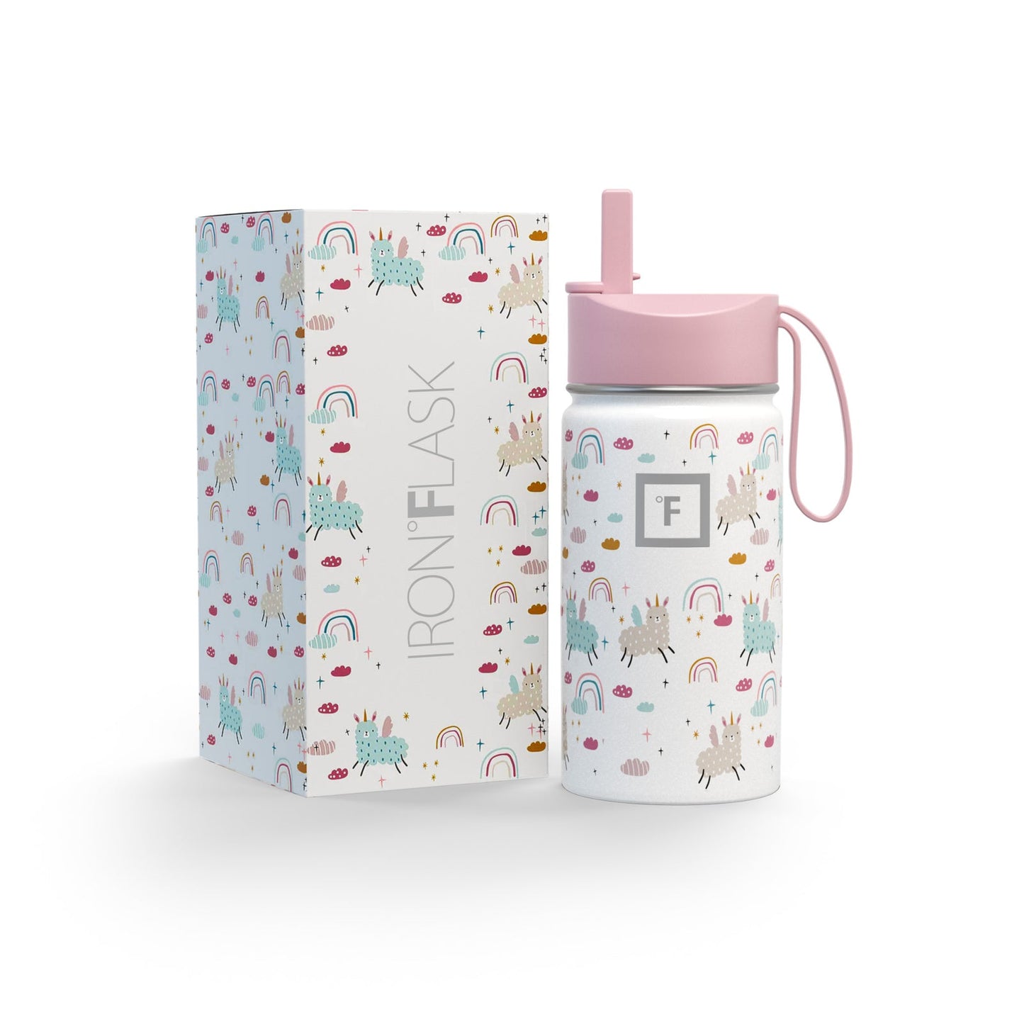 kids-water-bottle-a6 KC14ozBOXLOOK_LlamaRainbows.jpg